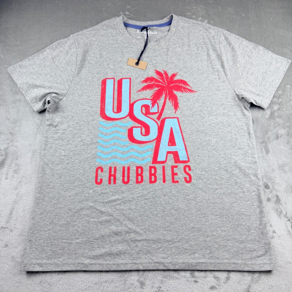 Chubbies USA Palm Tree Graphic Tee Men's Medium Gray Short Sleeve T-Shirt - Picture 1 of 8